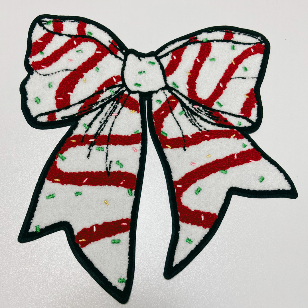 10.5"  Christmas Bow  - Chenille Patch