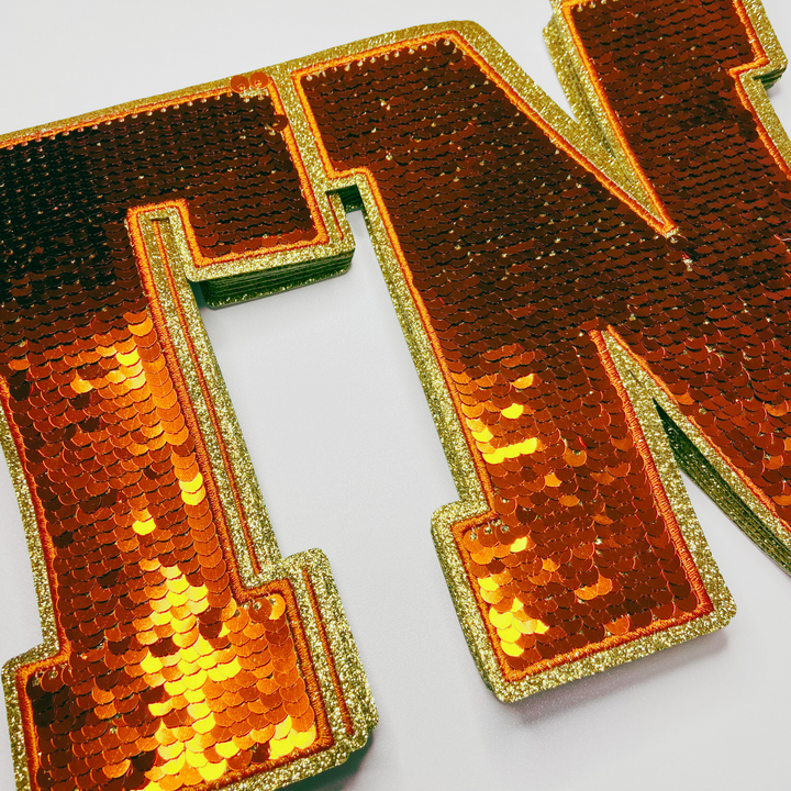 10" TN - TENNESSEE  Orange Sequin - Sequin Patch