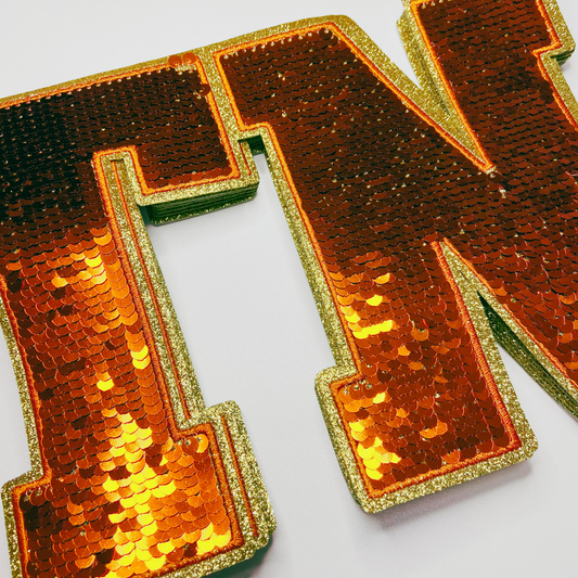 10" TN - TENNESSEE Orange Sequin - Sequin Patch