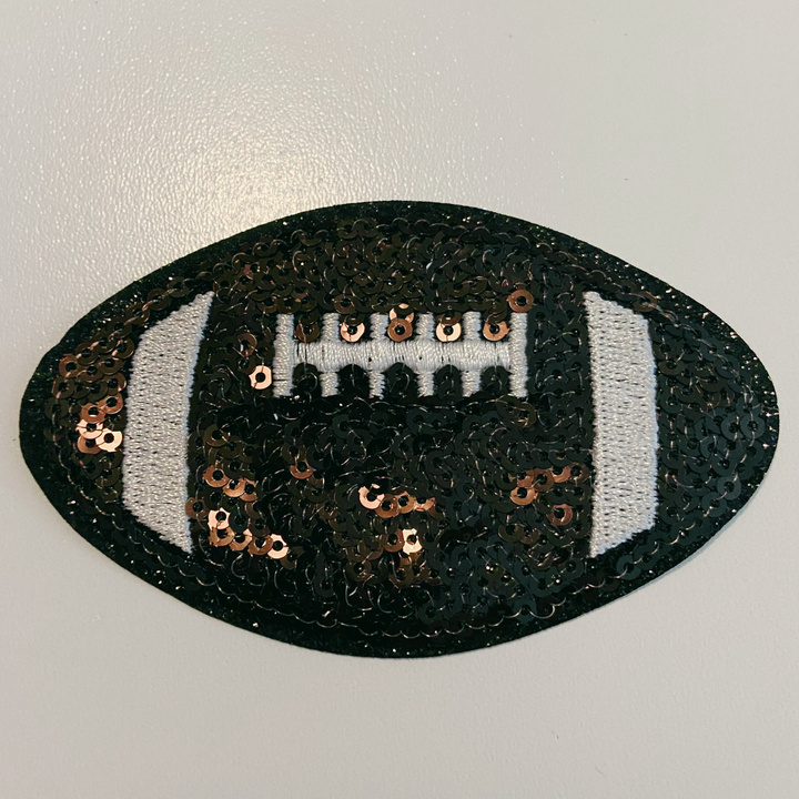 3.5" sequin FOOTBALL  -  Embroidered Hat Patch