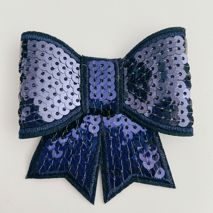 3" SEQUIN 3D Bow In Navy BLUE - SEQUIN Hat Patch