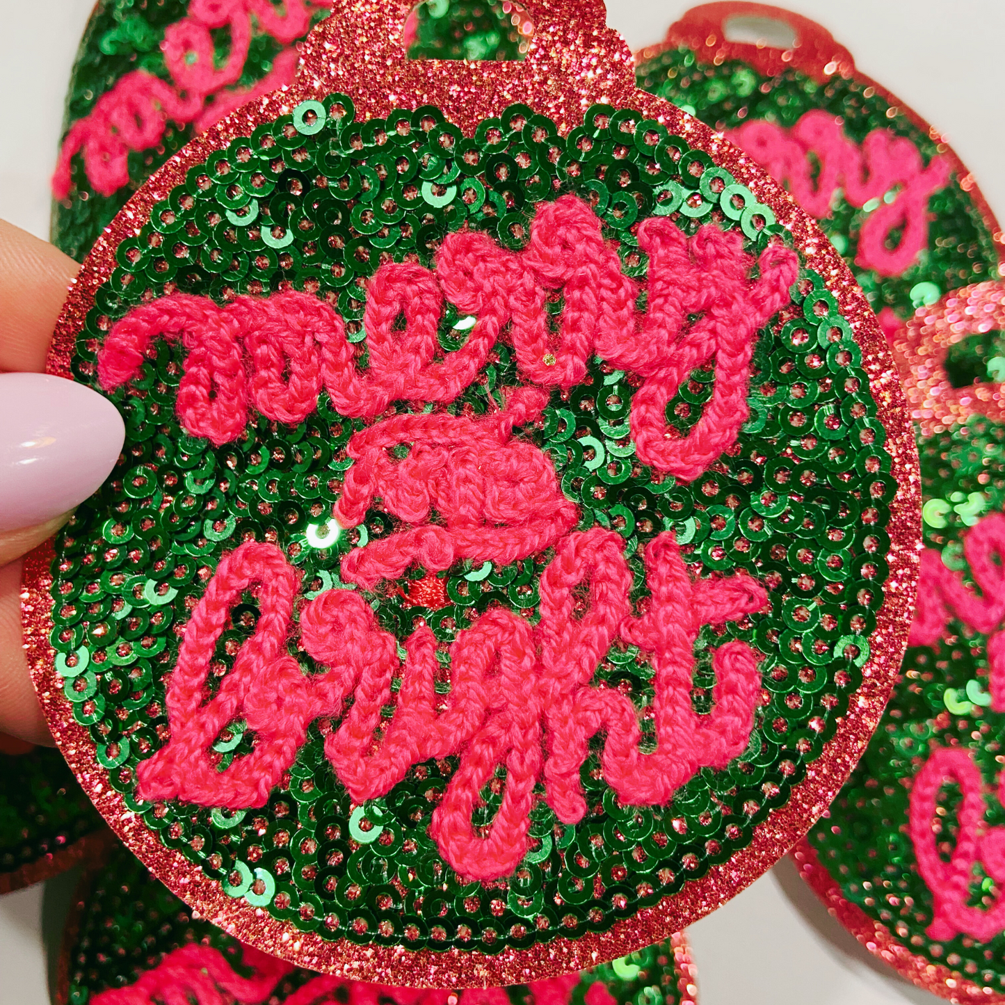 3" x 3" Merry & Bright Ornament  - small SEQUIN Patch