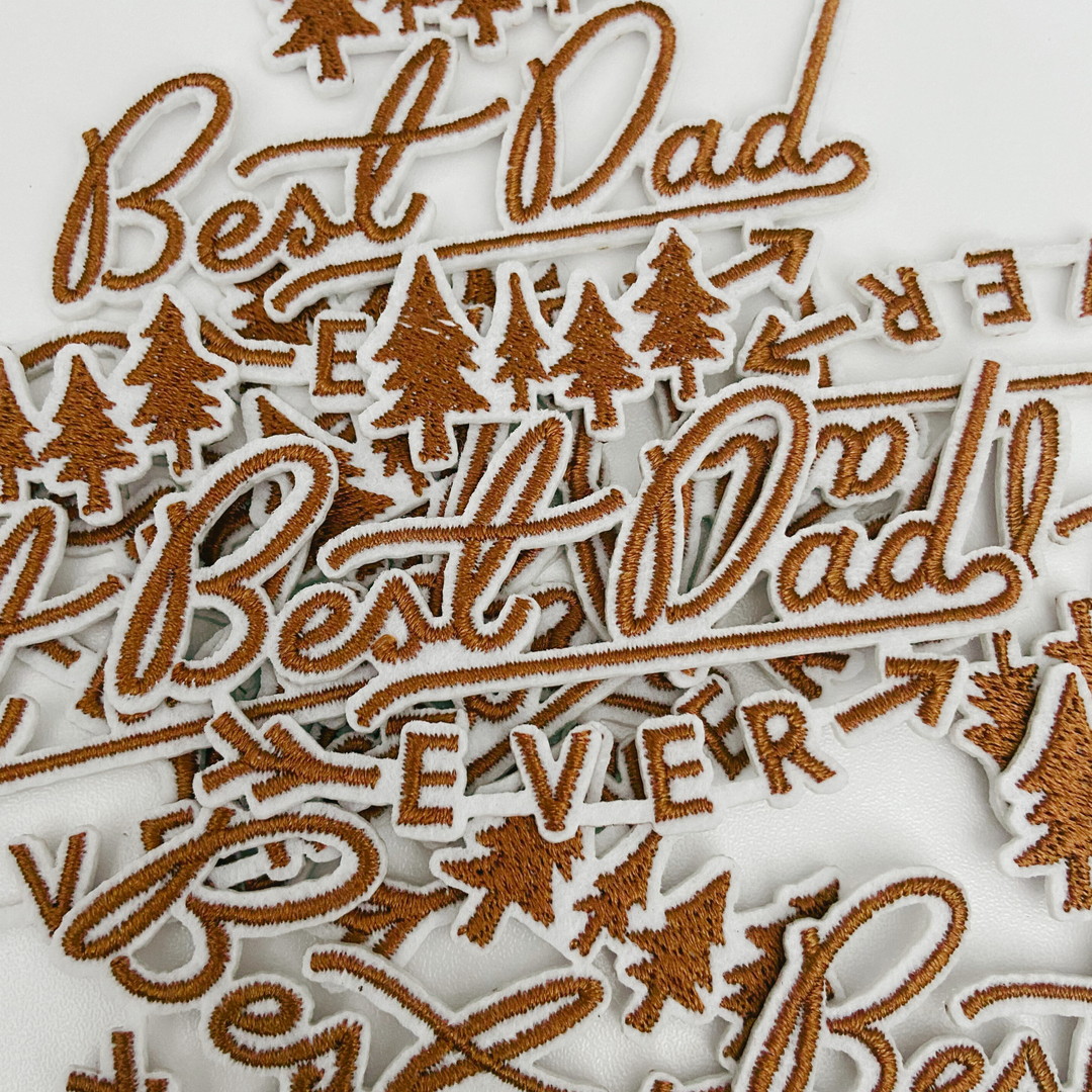 3" Best Dad Ever in Brown -  Embroidered Hat Patch