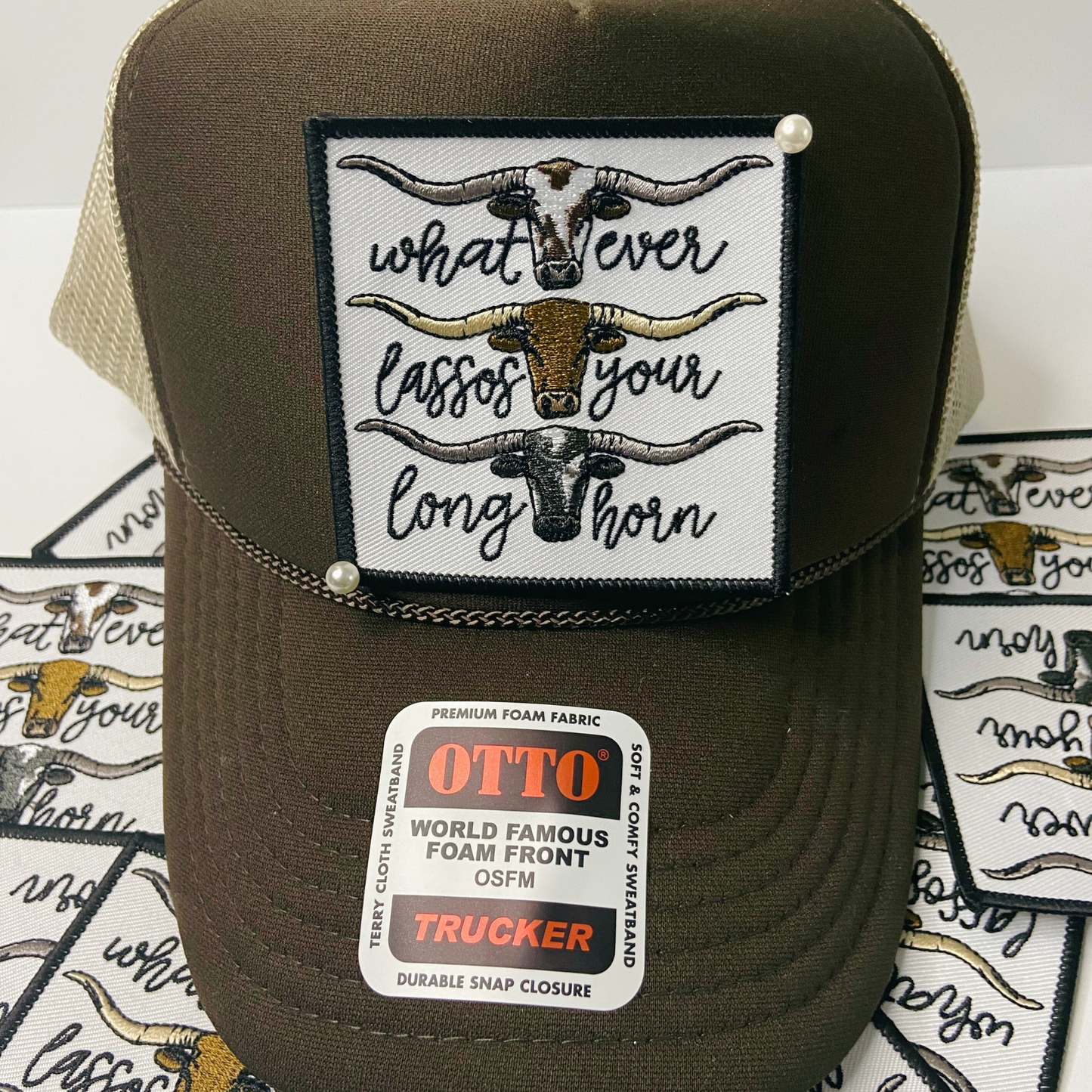 3"  Whatever Lassos Your Longhorn  -  Embroidered Hat Patch