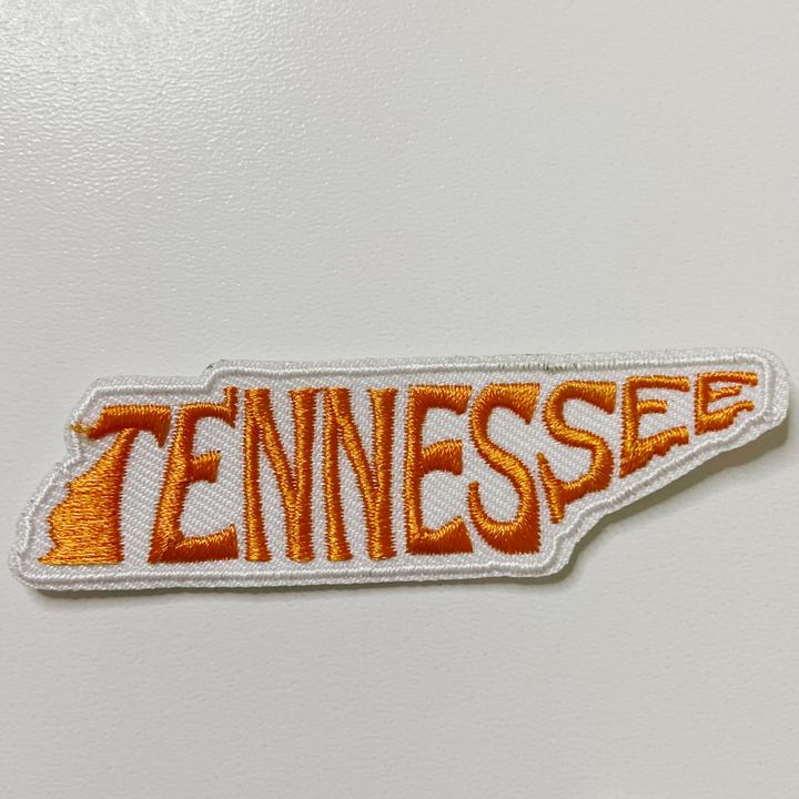 3" Tennessee State -  WHITE &amp; Orange -  Embroidered Hat Patch