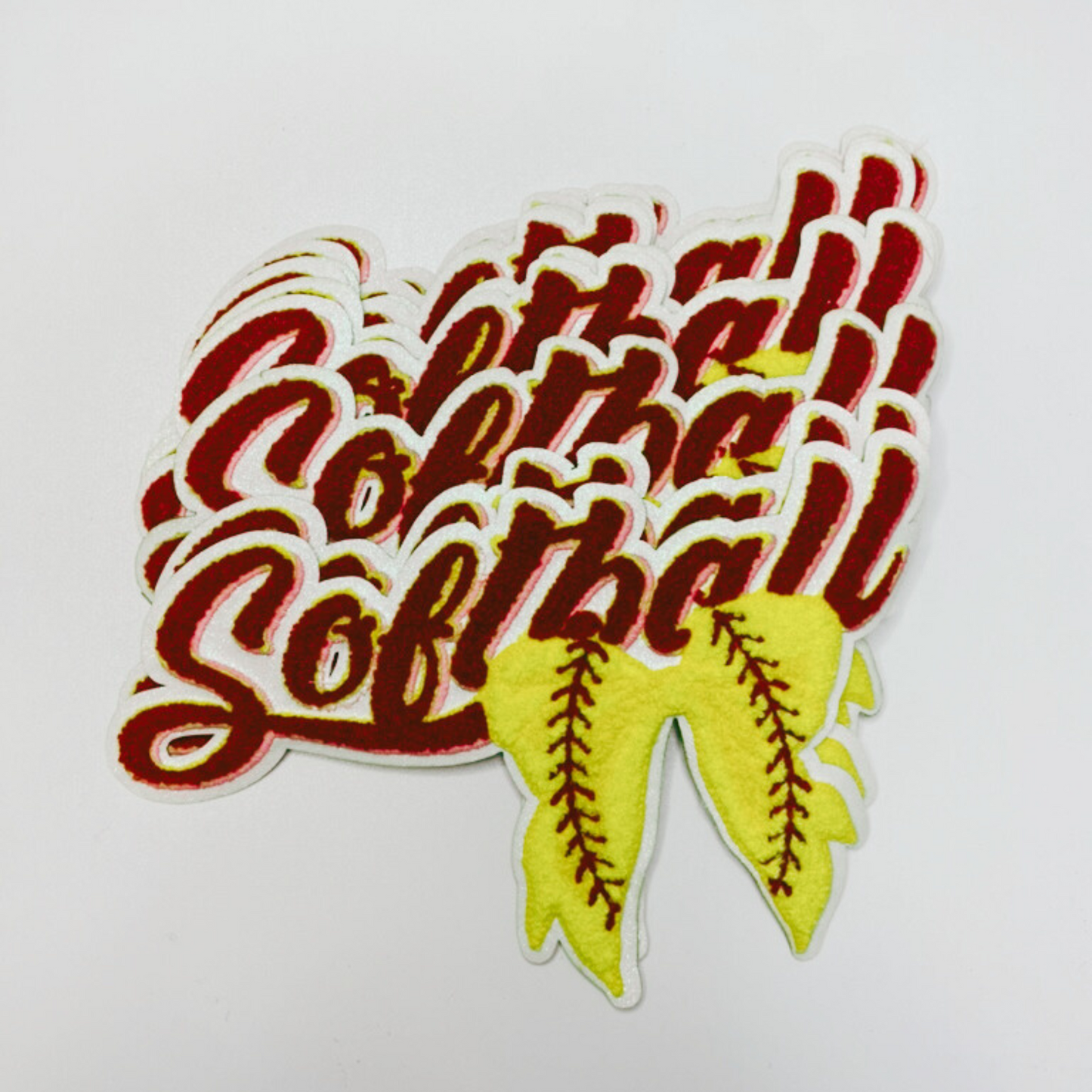 Softball with Bow  - Chenille Patch