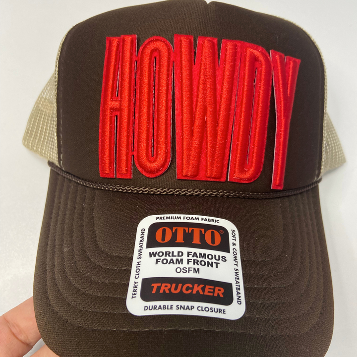 4" HOWDY in Red -  3D Embroidered Hat Patch