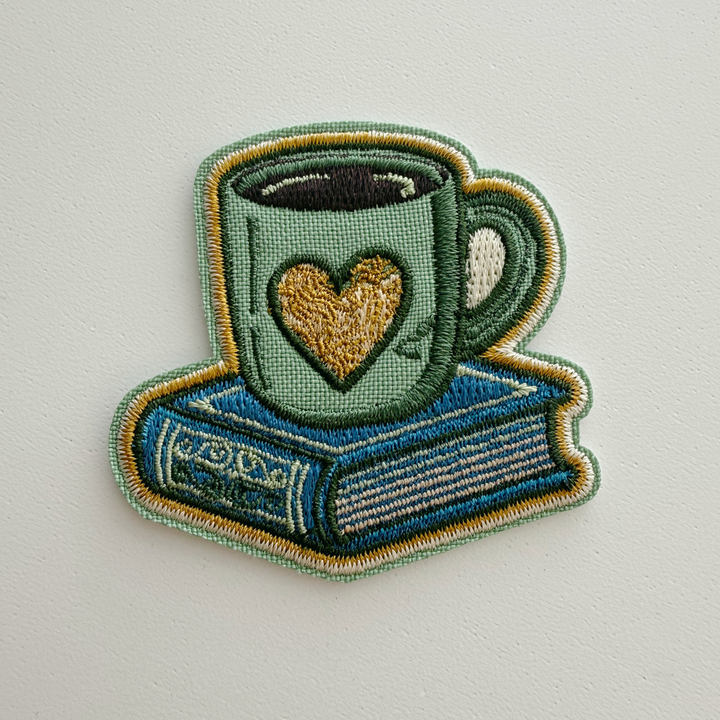 2" Mug with Book -  Embroidered Hat Patch