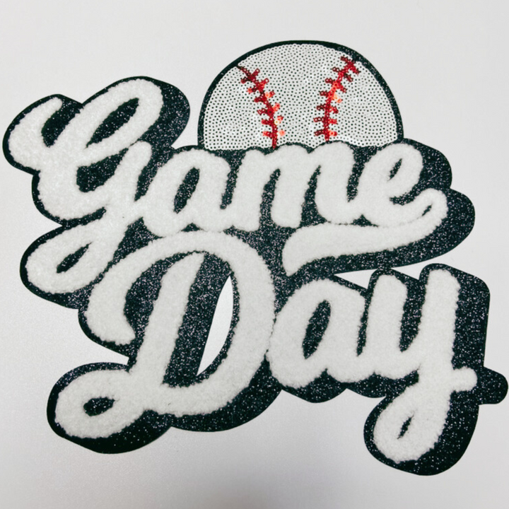 11” GAME DAY Baseball  - chenille + Sequin Patch