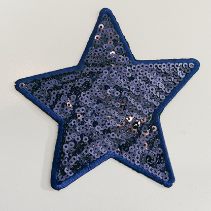 4" Navy BLUE Star - Sequin Embroidered Hat Patch