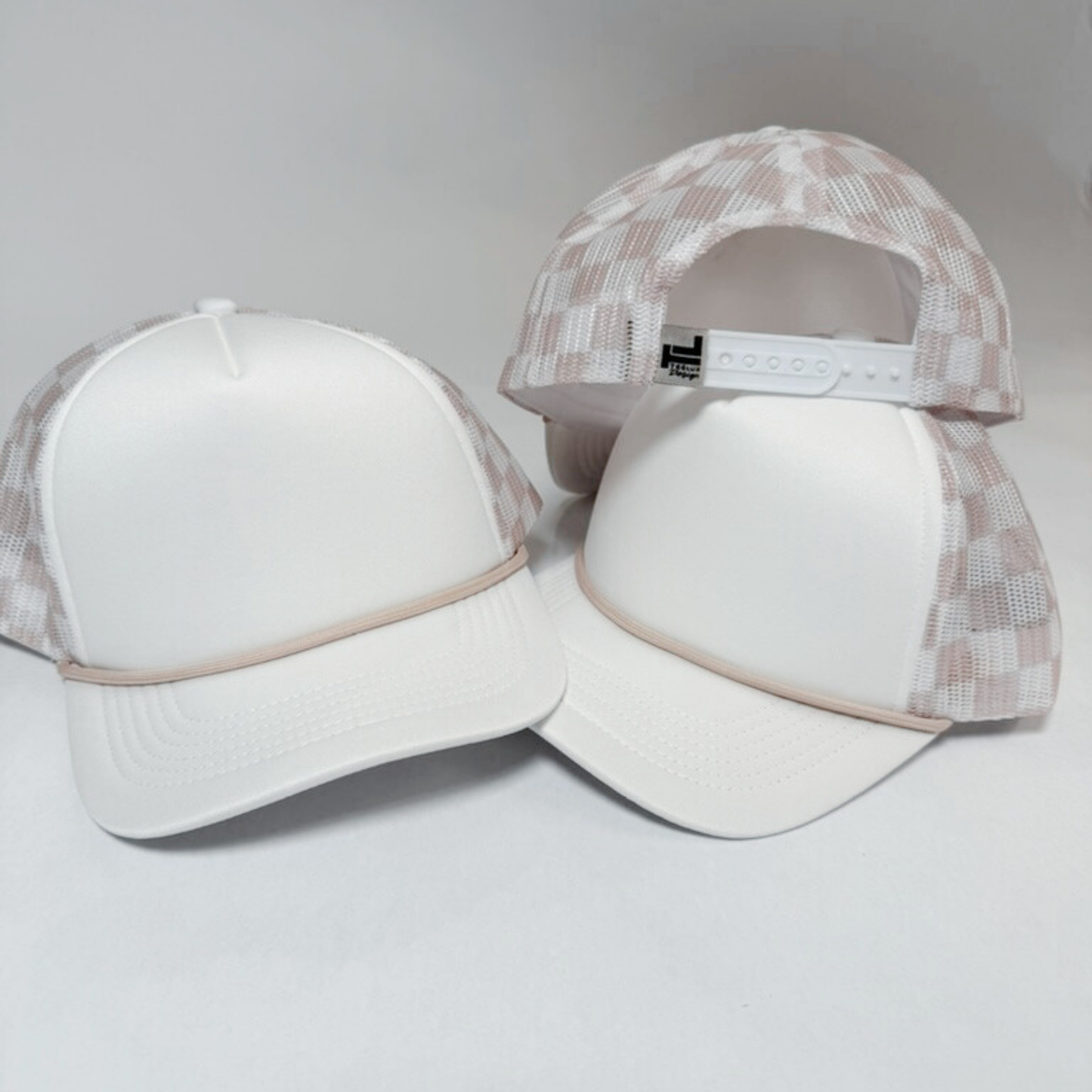 TEELUX - TRUCKER HAT BLANK - Beige Neutral Checkered