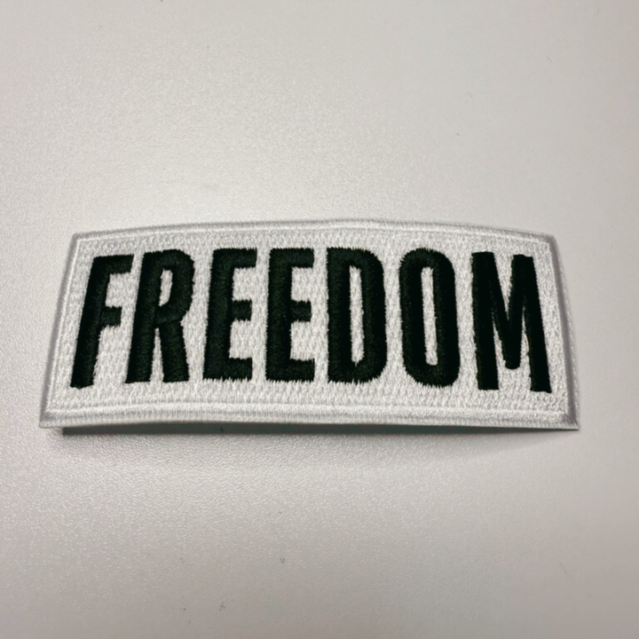 3.5" FREEDOM in White &amp; Black  -  Embroidered Hat Patch