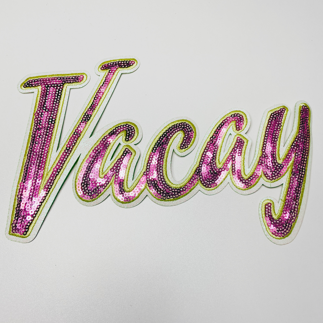10" Vacay in Pink &amp; Yellow - Sequin Patch
