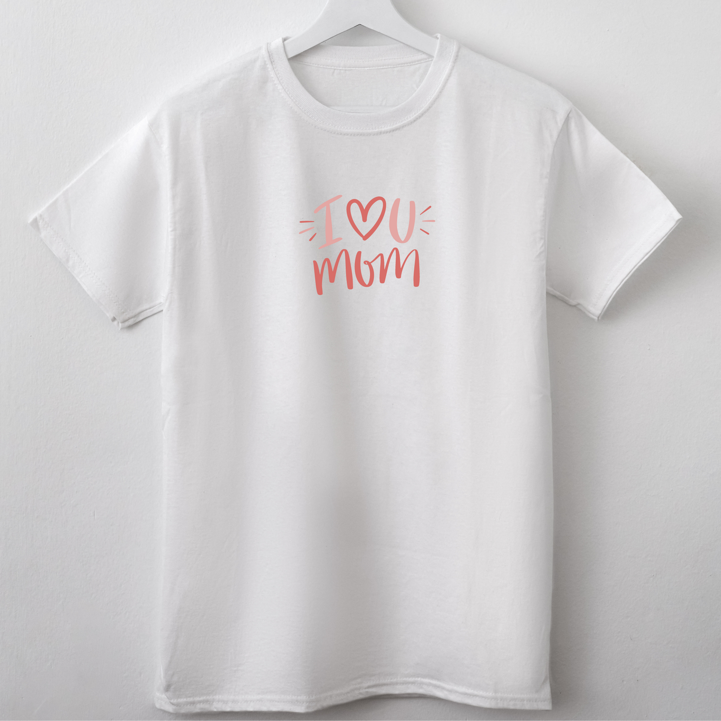 (shirt not included) I love you Mom (4 inch) Pocket - Matte Clear Film Transfer