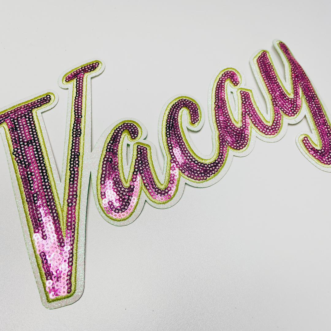 10" Vacay in Pink &amp; Yellow - Sequin Patch