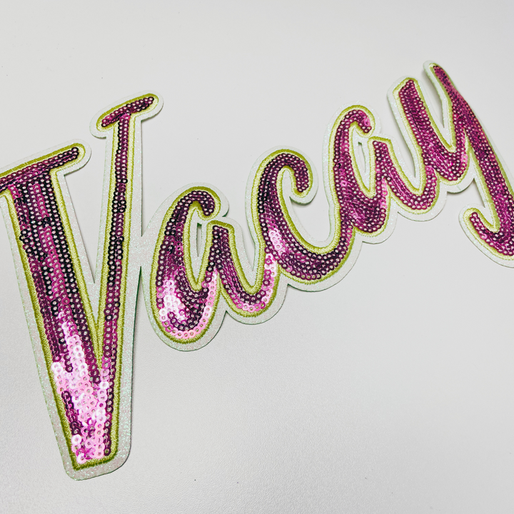 10" Vacay in Pink &amp; Yellow - Sequin Patch