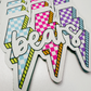 4.25" BEARS w lightning -  WOVEN  Patch