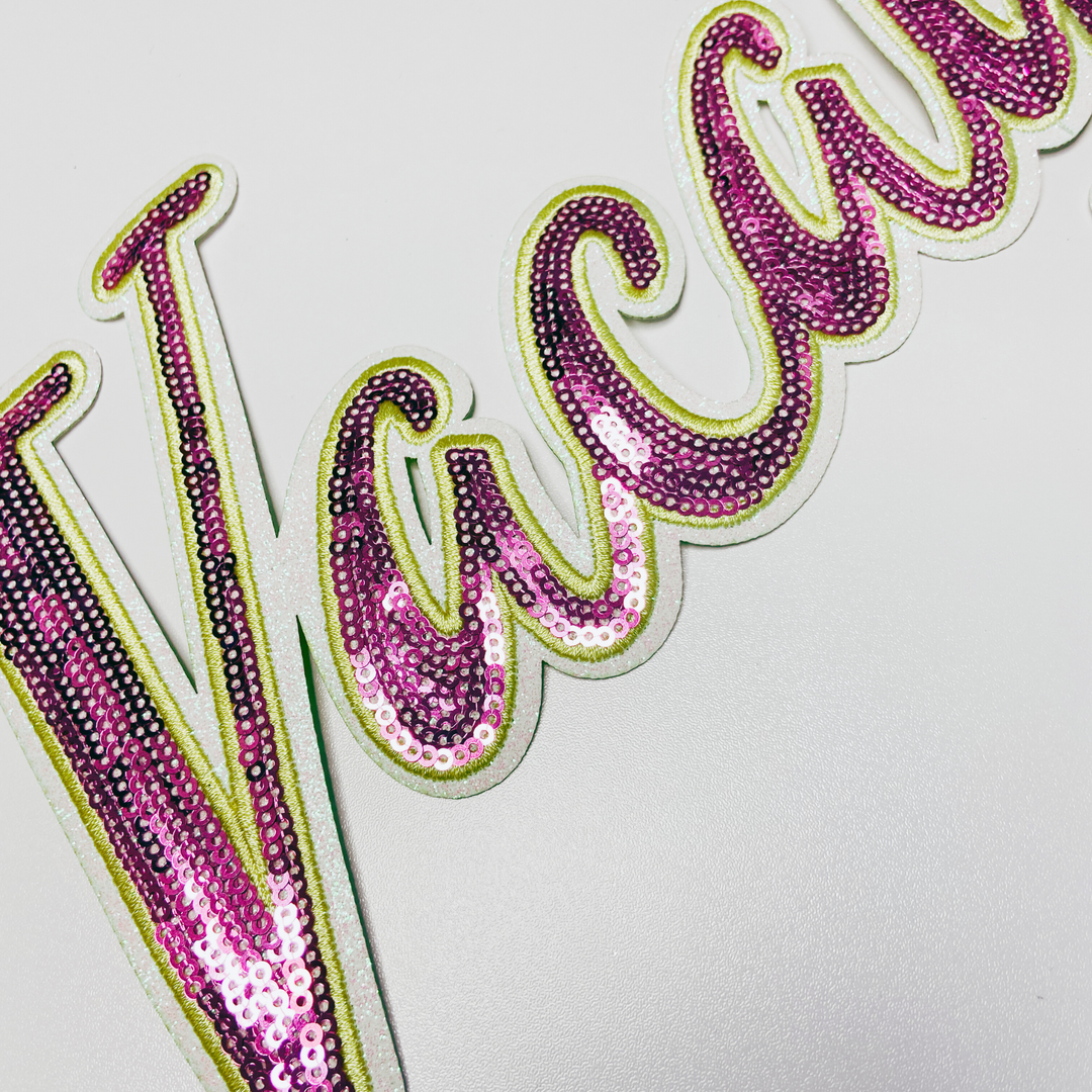 10" Vacay in Pink &amp; Yellow - Sequin Patch