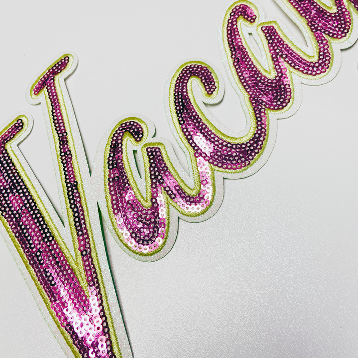 10" Vacay in Pink &amp; Yellow - Sequin Patch