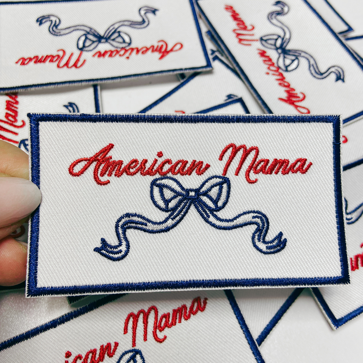 American Mama or American Mini  -  Embroidered hat Patch