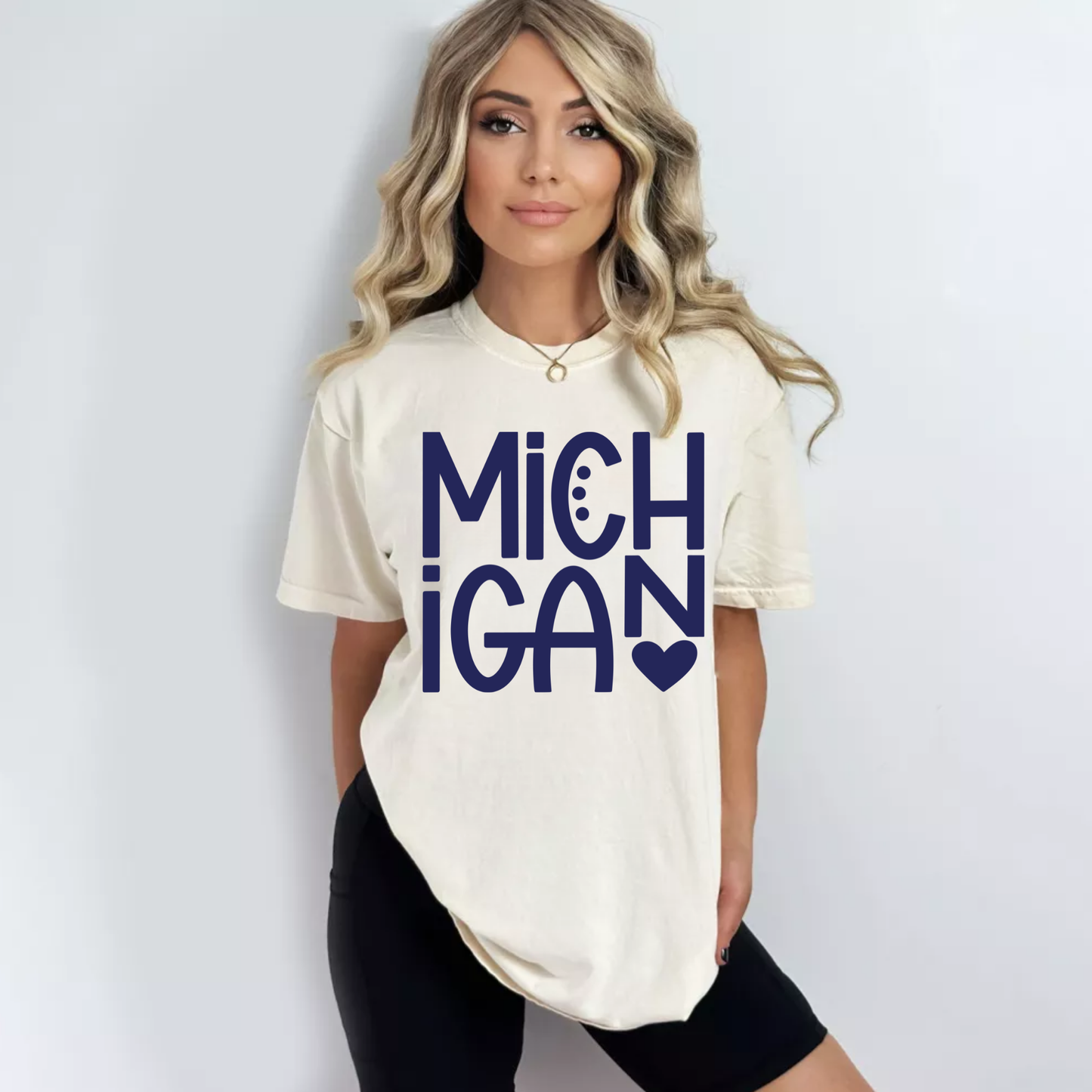 (shirt not included) Michigan Heart in Navy Blue -  Screen print Transfer