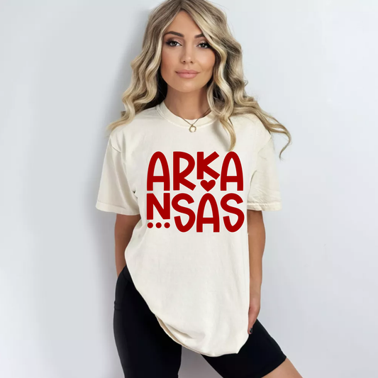(shirt not included) Arkansas Heart in Red -  Screen print Transfer