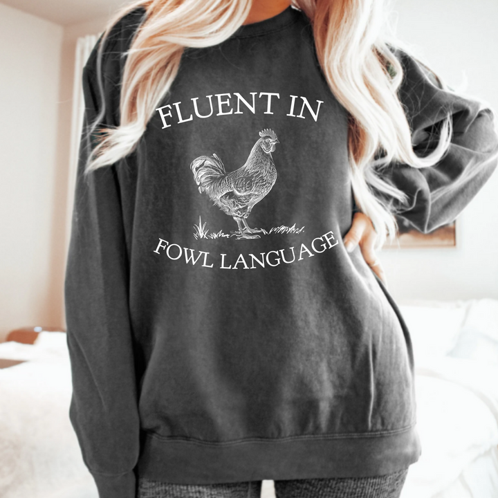 (Shirt not included) Fluent in Fowl Language - WHITE Screen print Transfer