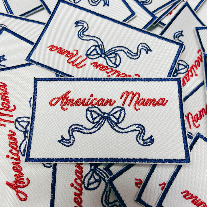 American Mama or American Mini  -  Embroidered hat Patch