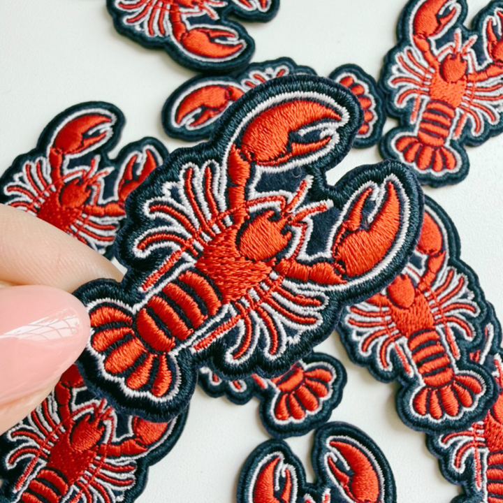 2" Red Lobster  -  Embroidered Hat Patch