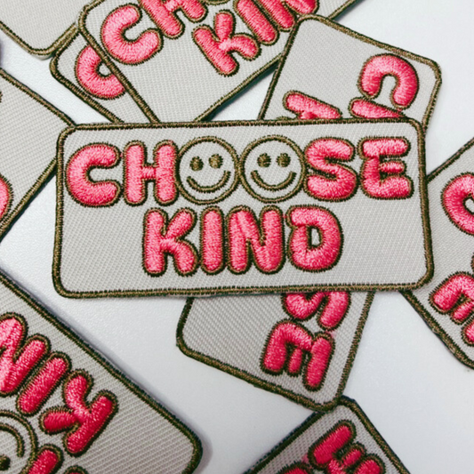 3" Choose Kind smiley face - Embroidered Hat Patch