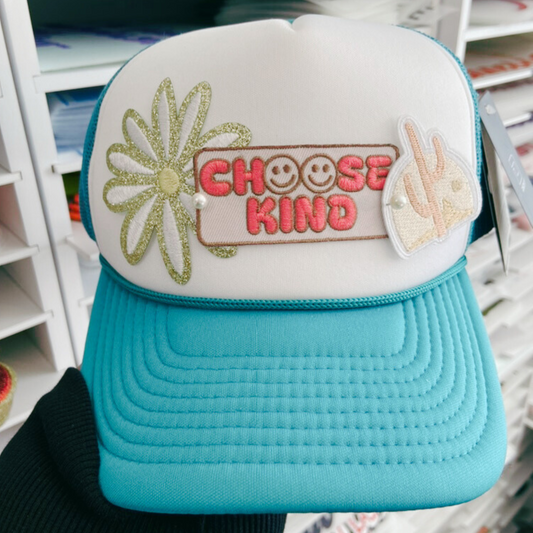 3" Choose Kind smiley face - Embroidered Hat Patch