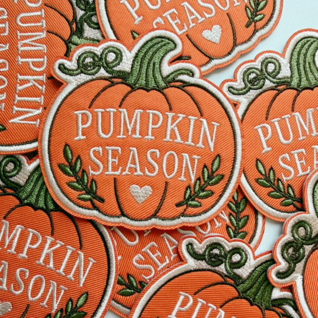 3" Pumpkin Season -  Embroidered Hat Patch