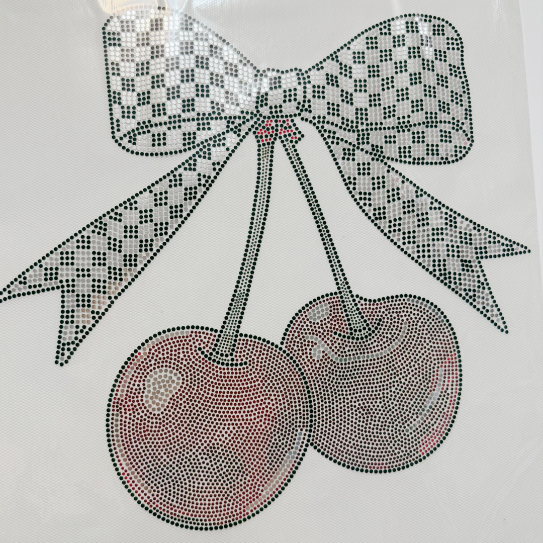 11" Cherries w Checkered Bow - SPANGLE  COLD PEEL