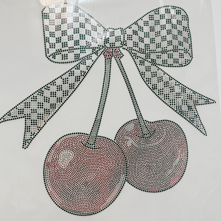 11" Cherries w Checkered Bow - SPANGLE  COLD PEEL