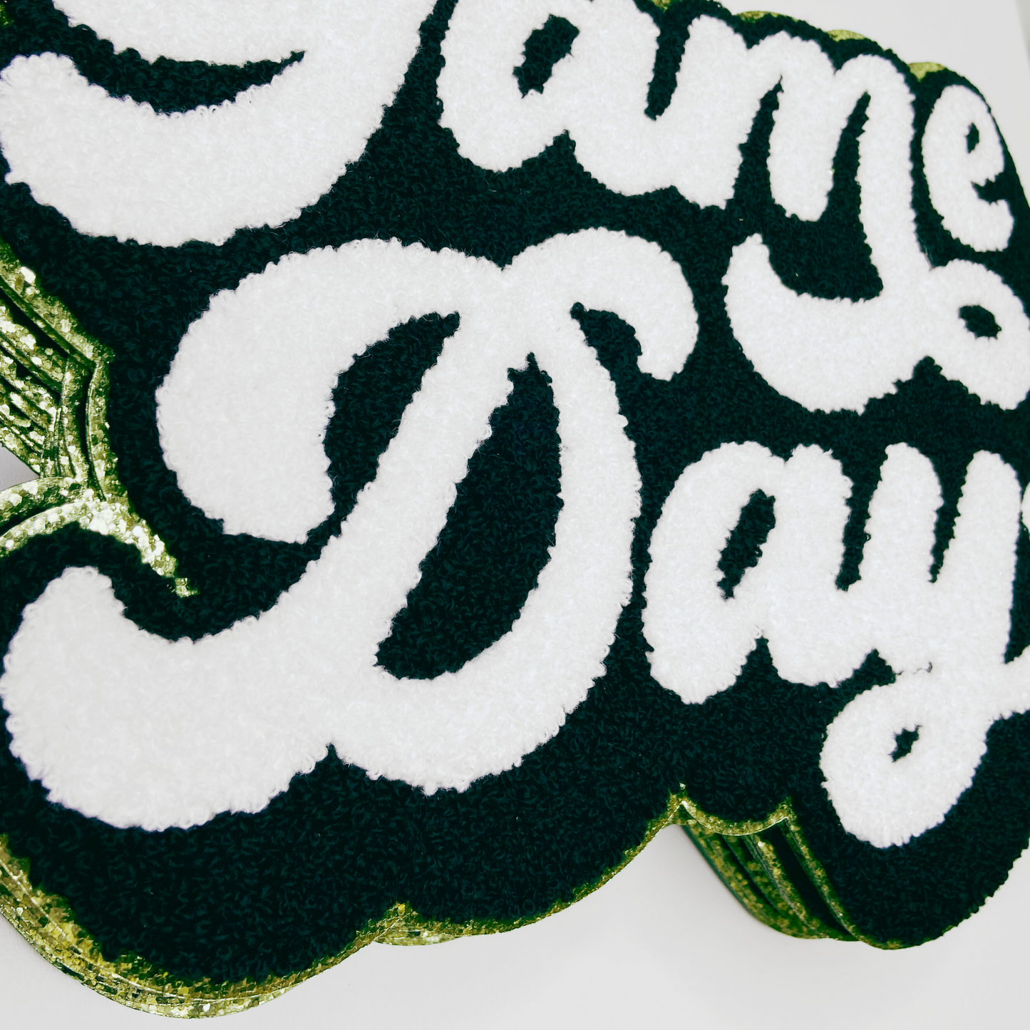 11” GAME DAY  - White & Black - Chenille Patch