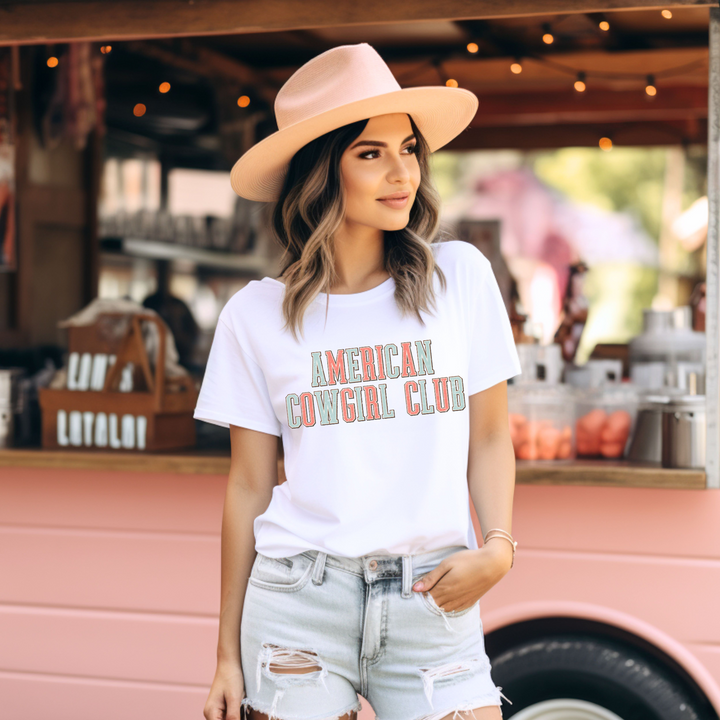 (shirt not included) American Cowgirl Club -  DTF ( HOT PEEL)