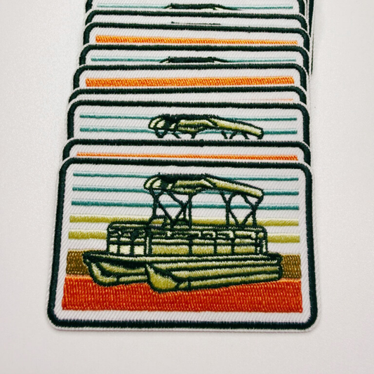 3” Pontoon Boat  -  Embroidered Hat Patch