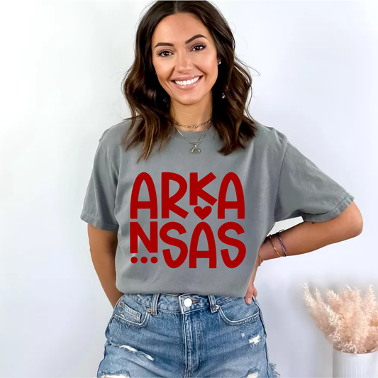 (shirt not included) Arkansas Heart in Red -  Screen print Transfer