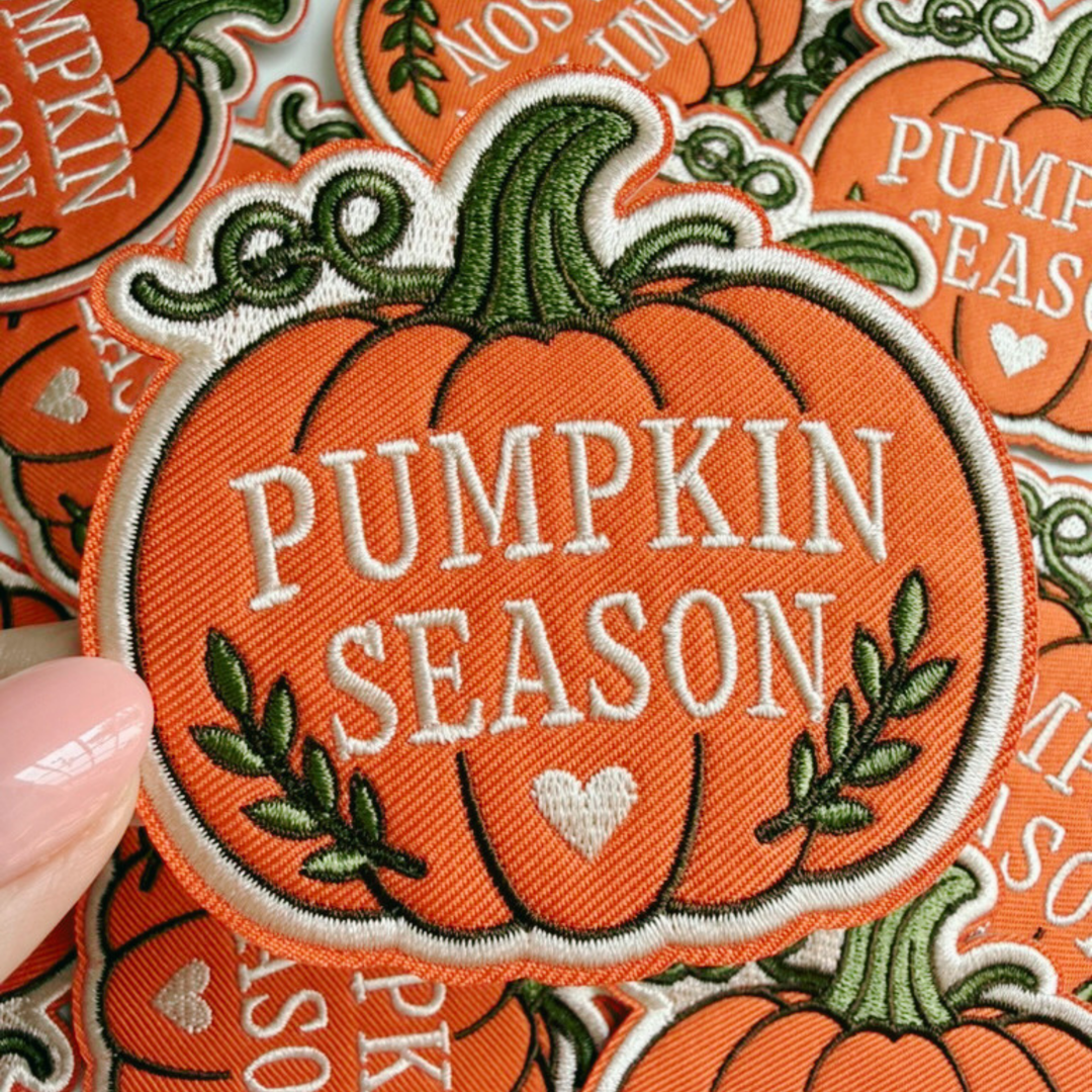 3" Pumpkin Season -  Embroidered Hat Patch