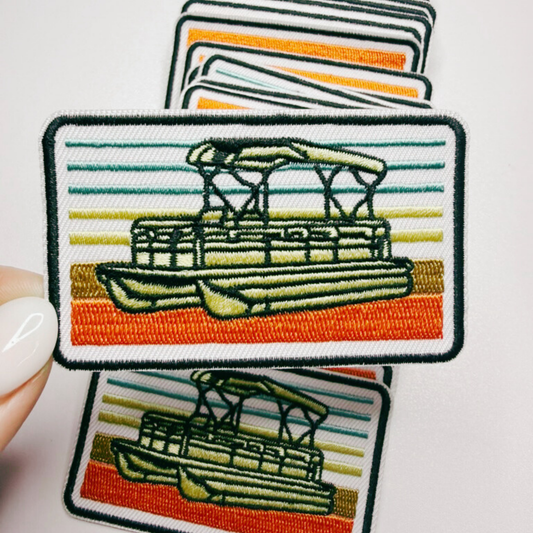 3” Pontoon Boat  -  Embroidered Hat Patch