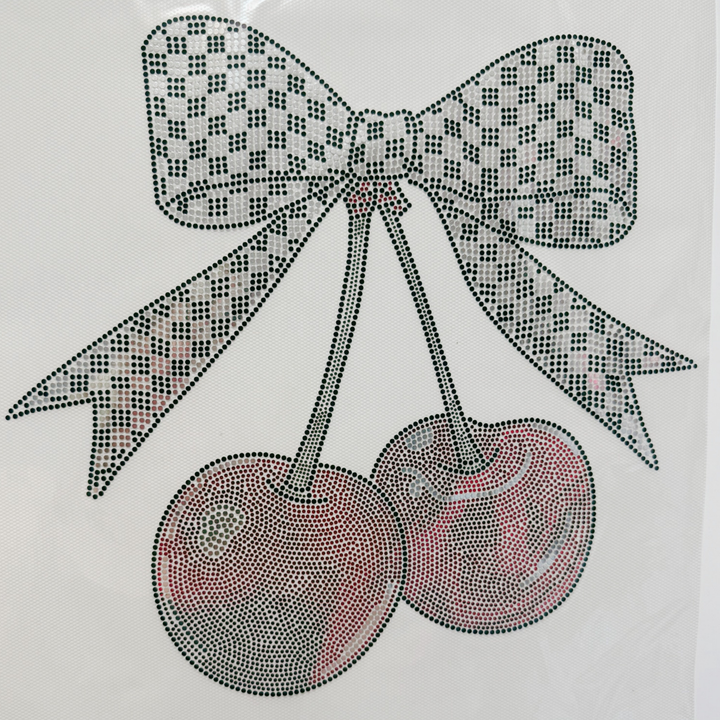11" Cherries w Checkered Bow - SPANGLE  COLD PEEL