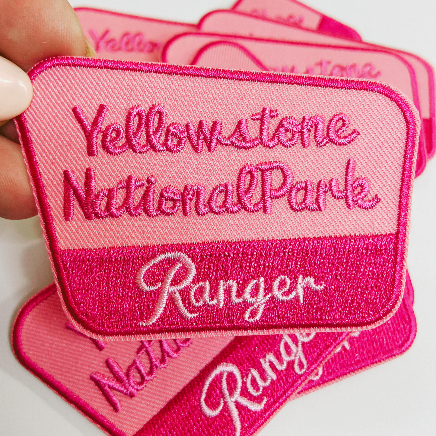 3” Yellowstone National Park Ranger in Pink  -  Embroidered Hat Patch