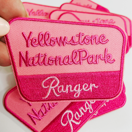 3” Yellowstone National Park Ranger in Pink  -  Embroidered Hat Patch