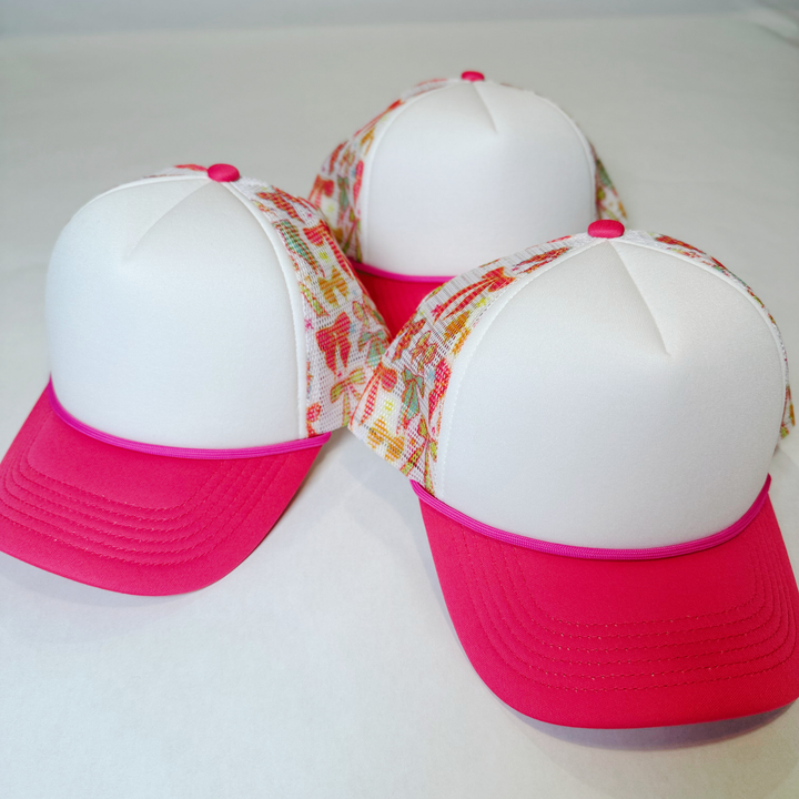 TEELUX - BOW TRUCKER HAT BLANK -  Pink &amp; White