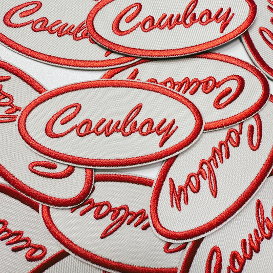 3" Cowboy in Red - Embroidered Hat Patch