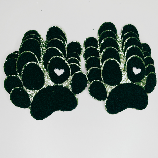 4” Paw Print with Embroidery heart detail - Chenille Patch