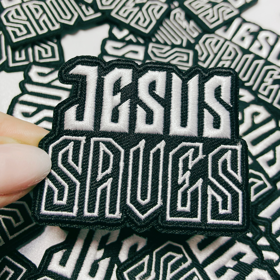 2.5" JESUS SAVES -  Embroidered Hat Patch