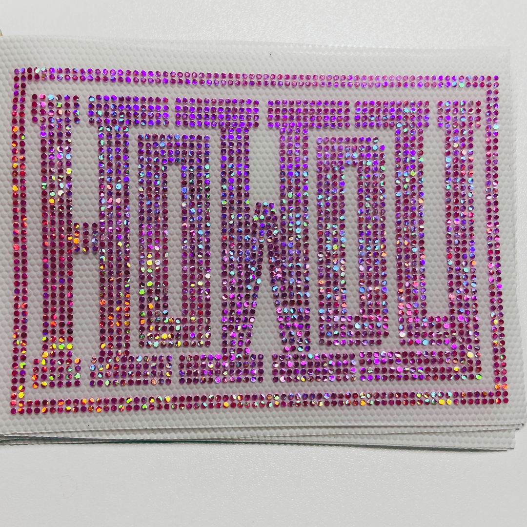4” HOWDY block Letters SPANGLE Transfer - COLD PEEL  - Perfect for Hats