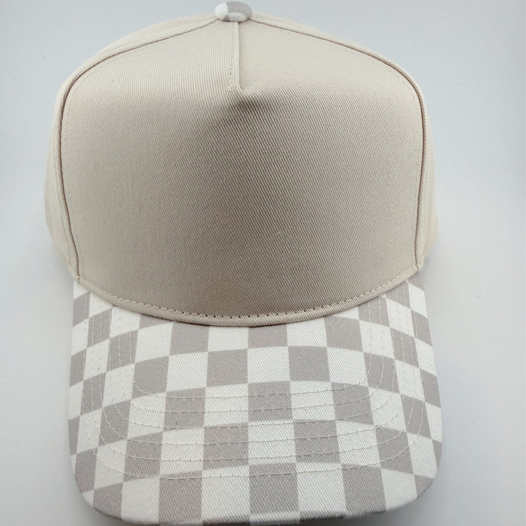 TEELUX - Cotton Structured Hat Blank -  SNAP BACK - Neutral CHECKERED