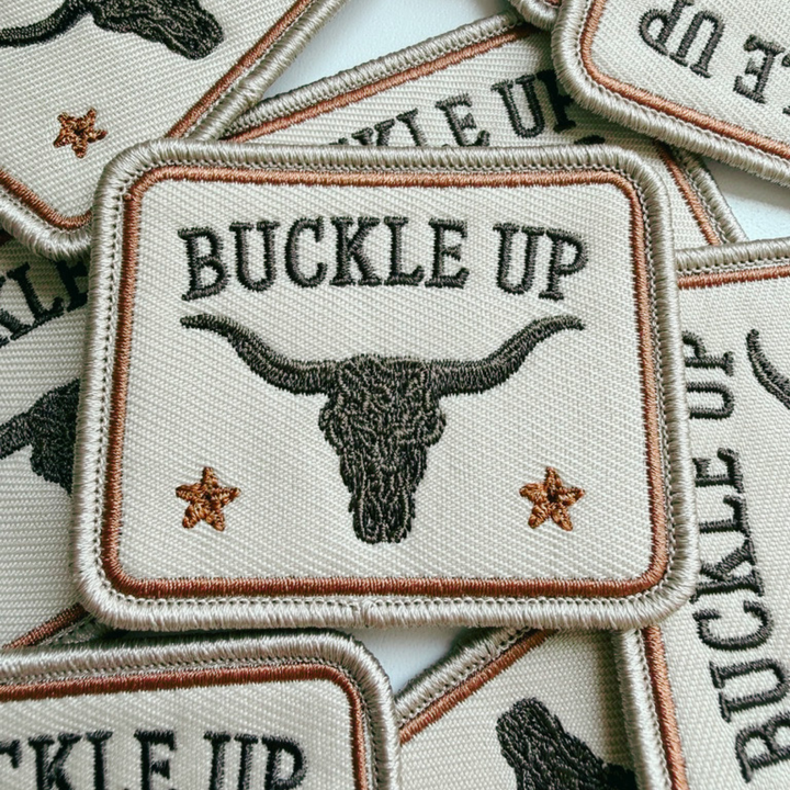2.5" Buckle Up - Embroidered Hat Patch